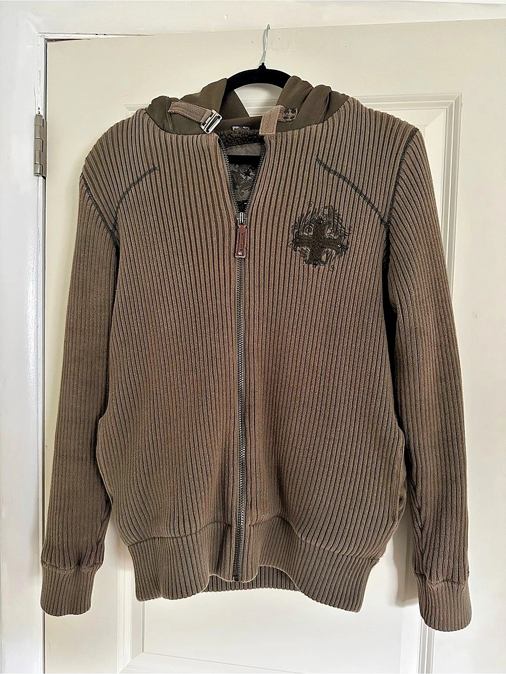 Vintage Indigo Star Green Zip-Up Hooded Jacket Size Medium